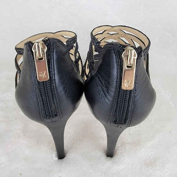 VC Signature VI-BRIGITTE Black Crystal Studs Strappy High Heels Zipper Sandals - Picture 5 of 9